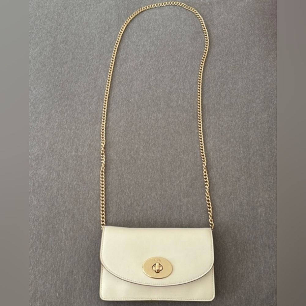 Coach Cream Crossbody Bag with Gold Chain